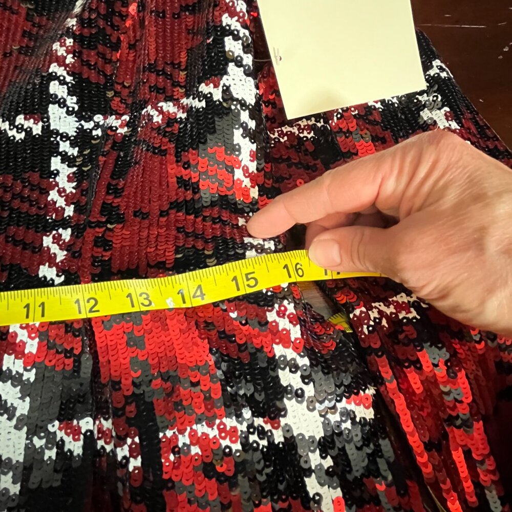 Holiday Ready Boston Proper Sequined Plaid Peplum Zip Blazer - Picture 15 of 16